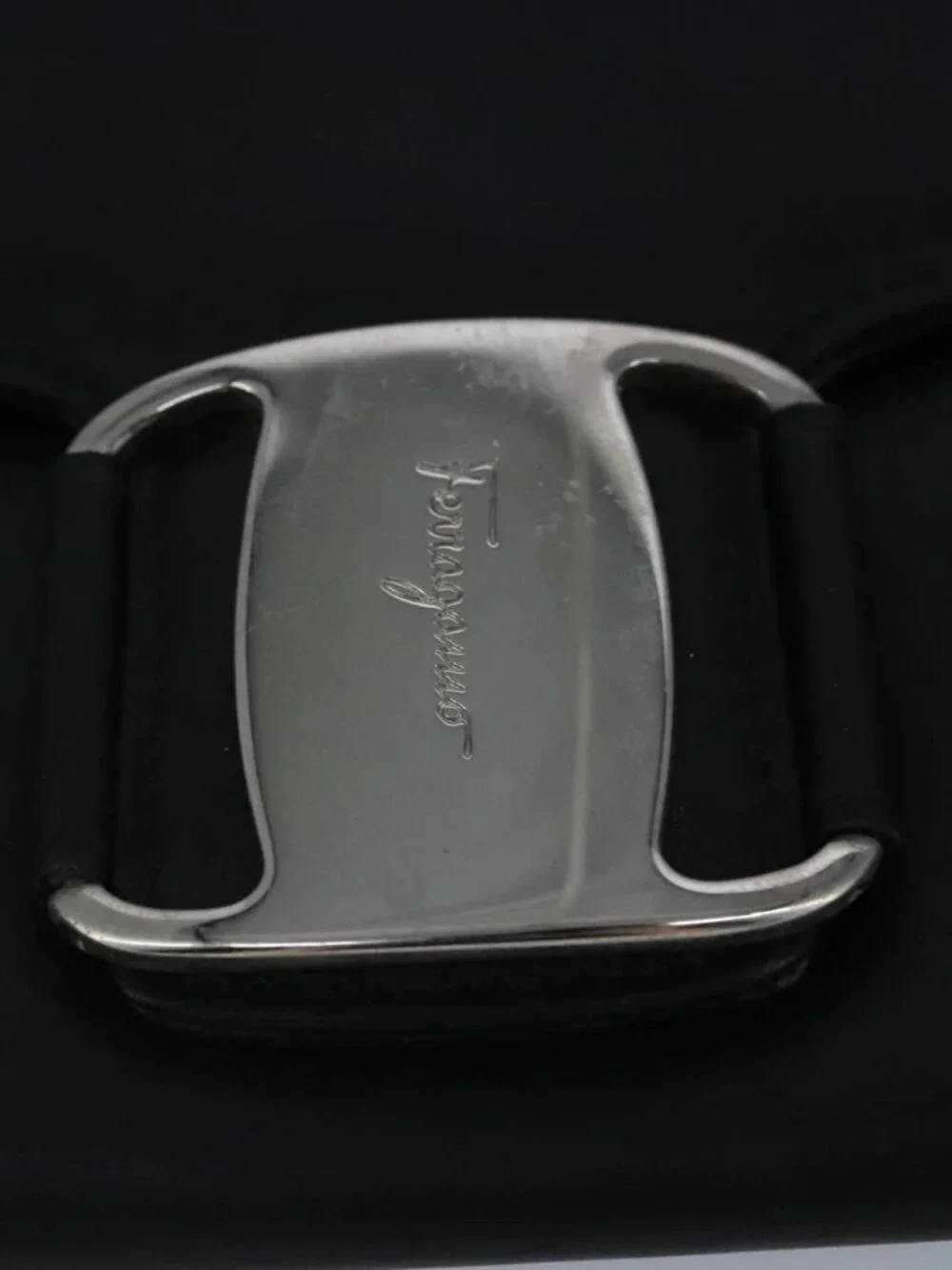 Salvatore Ferragamo Wallet Leather Black Auth bs20080
